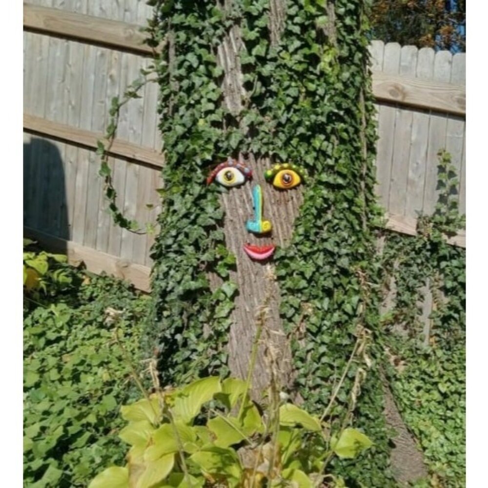 Tree Faces Decor Outdoor, Cute Tree Decorations Outdoor Colorful Faces